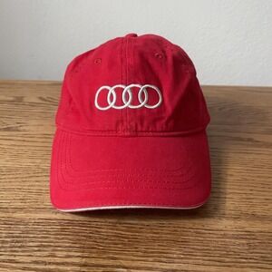 Audi Hat Cap Strap Back Red Embroidered Rings Logo Mens Cotton Car Racing Promo